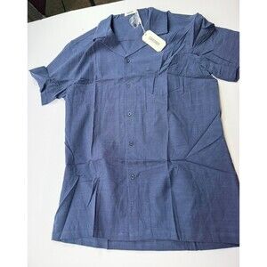 COOFANDY Men's Small Blue Short Sleeve Button Down Linen Shirt - New With Tags